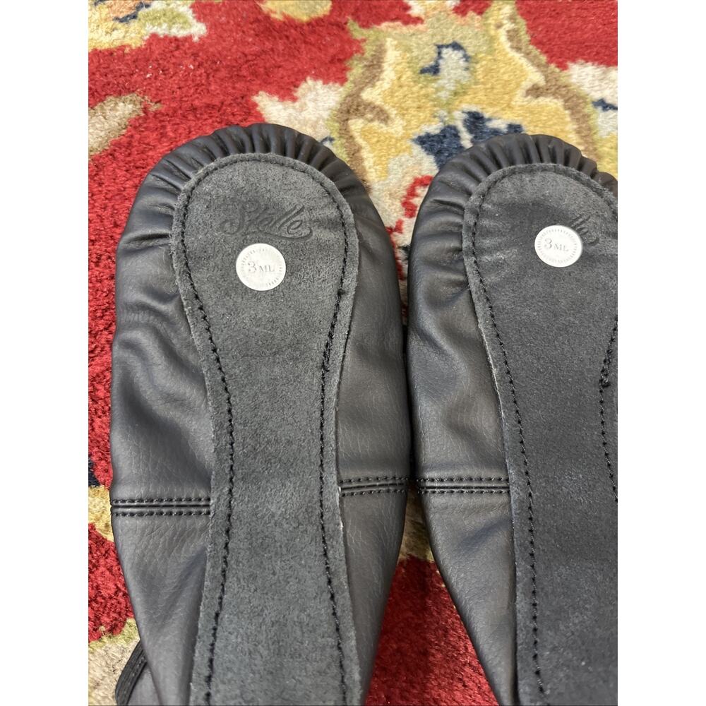 NEW Stelle Girls Ballet Shoes Soft Leather Black Size 3 ML Big Kid Stella - Picture 5 of 7